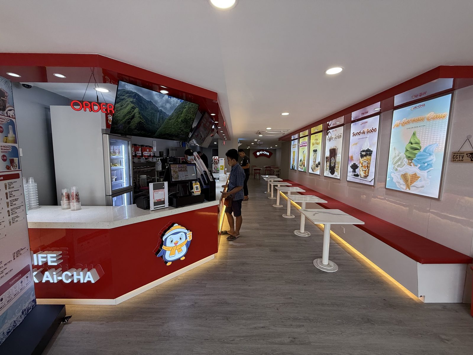Ai-CHA Serdang order counter and menu