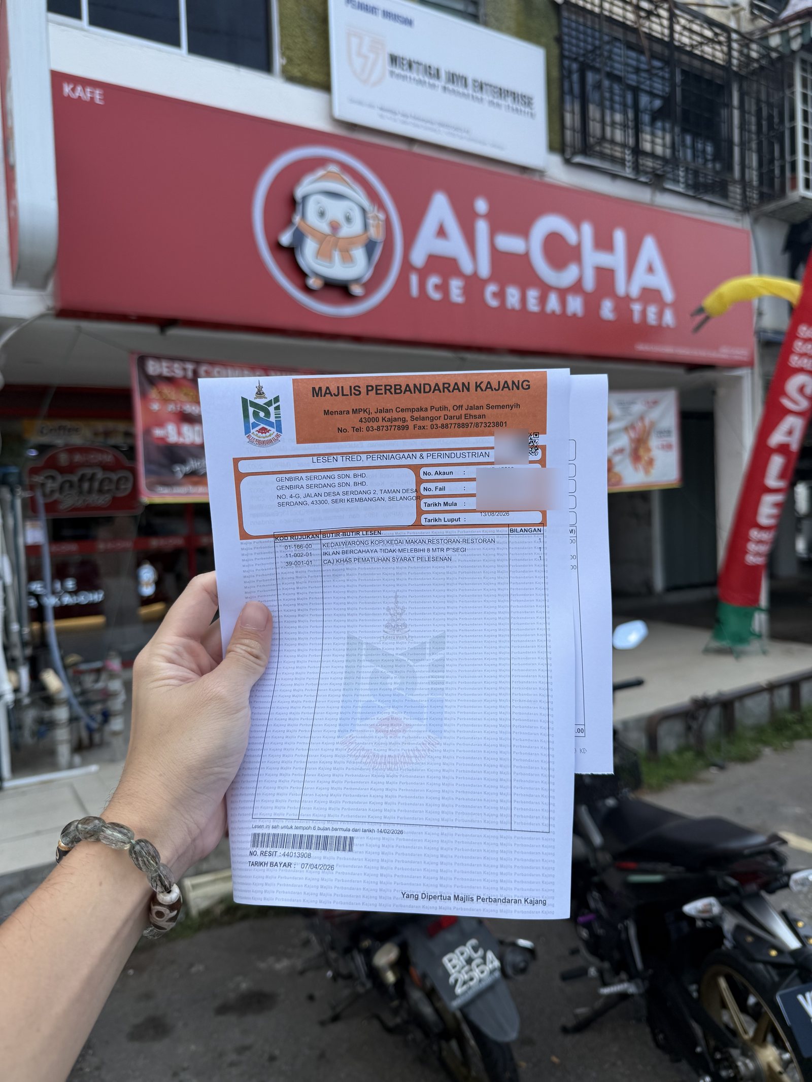 Ai-CHA Serdang storefront with the approved MP Kajang licence