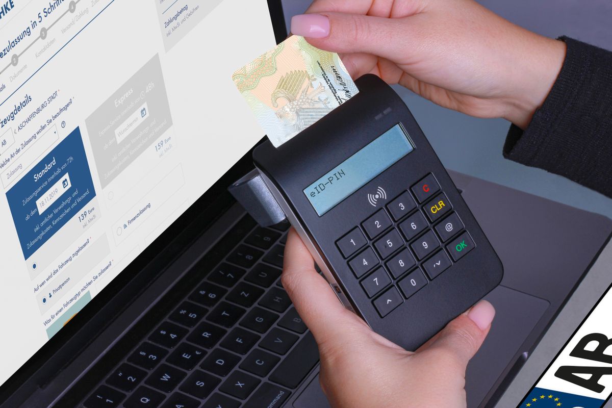 A customer paying at a retail counter using a card payment terminal